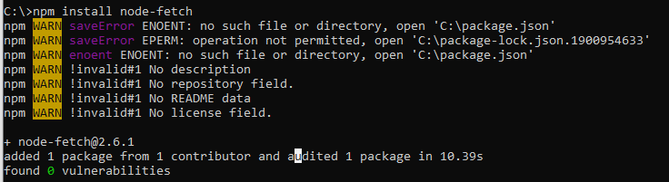 node-fetch (v 2.6.1) installation complete