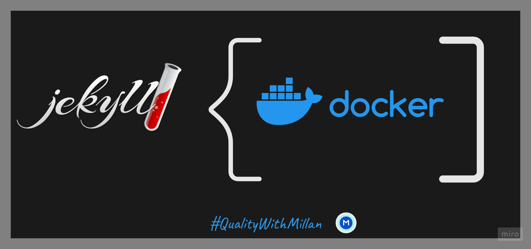 "Banner image with Jeklly and docker icons for the blog on using docker by Millan Kaul on his blog Quality With Millan"