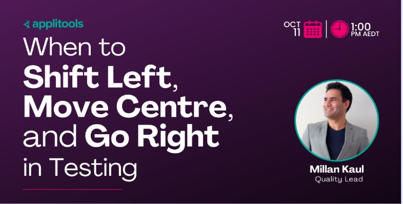 Millan Kaul speaking at Applitools Webinar on Shift Left and Shift Right in Testing
